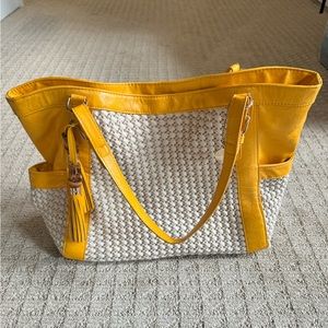 Big Buddha Woven Yellow Tote Bag